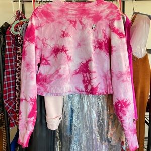 Pink Victoria’s Secret Tie Dye Pink Cropped Sweatshirt